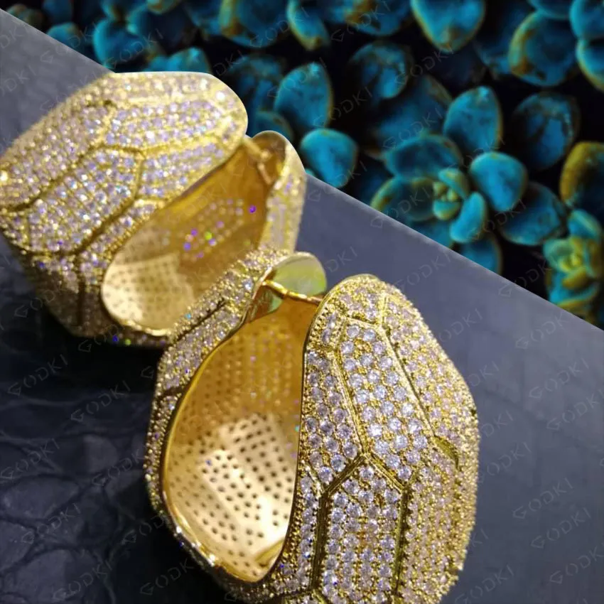 GODKI 2021, pendientes de aro elegantes llamativos de Dubái, joyería nupcial colorida para mujer, pendientes de apertura, pulseras para mujer a la moda