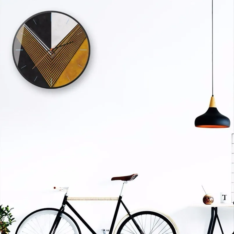 3D大きな大きいサイズの幾何学模様の壁掛け時計現代のデザインミニマリストの北欧の静かな運動時計の装飾210414