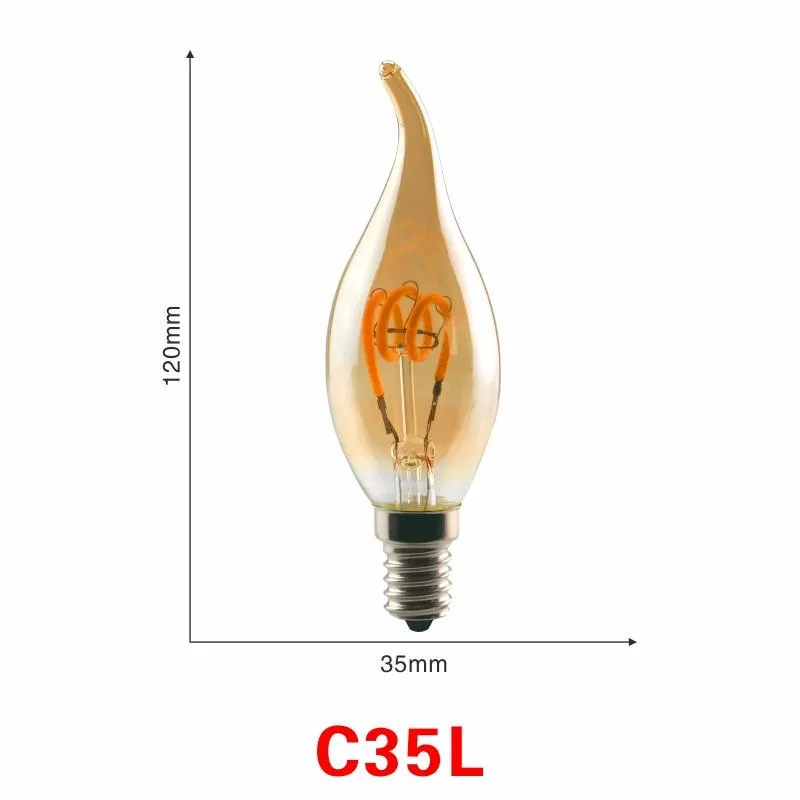 Bulbs LED Filamento Lulb C35 T45 ST64 G80 G95 G125 LIGHT a spirale 4W 2200K Lampade vintage retrò illuminazione decorativa Dimmabile Edison LA285H