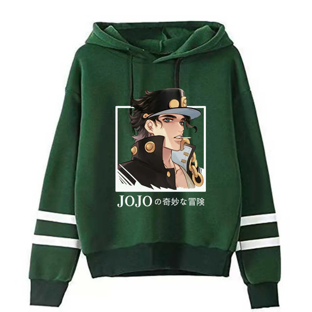 Le bizzarre avventure di Jojo Anime Felpa con cappuccio Moda Manica lunga Allentata Casual Uomo Donna Y0804