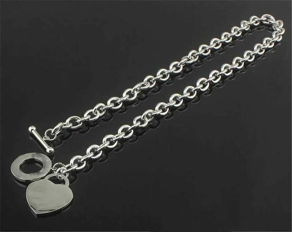 925 Silver Love Necklace Bracelet Set Wedding Statement Jewelry Heart Pendant Necklaces Bangle Sets 2 In 12759