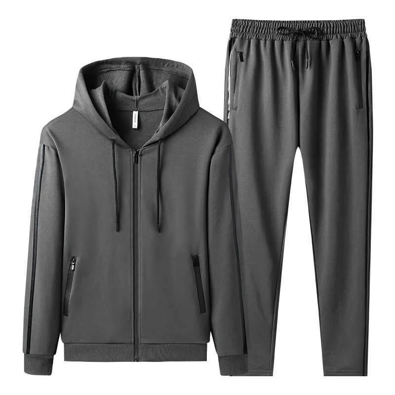 Printemps Hommes Survêtement Streetwear Casual Ensemble pour hommes Sweats à capuche Sportswear Hommes Deux pièces Ensemble Veste à glissière + Pantalon Costume de sport 210714