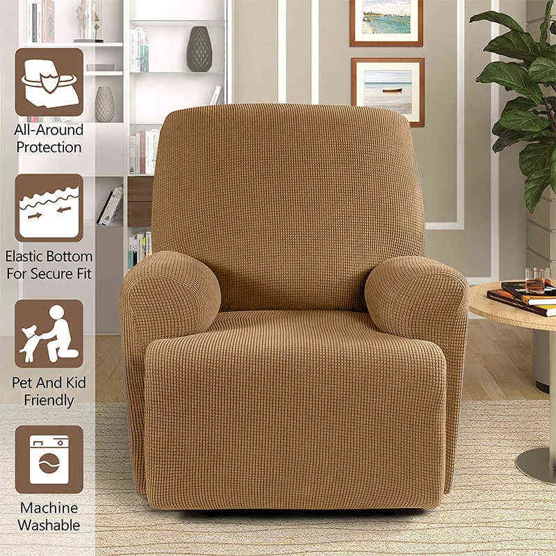 1 Seater Recliner Chair Cover Polar Fleece Sofa s Stretch All-inclusive Lazy Boy For Living Room 211116