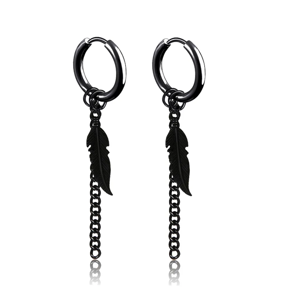 Boucles d'oreilles en acier inoxydable, e, Clip d'oreille, pendantes pour hommes/femmes, Punk noir, Piercing, fausses boucles d'oreilles, bijoux cadeau