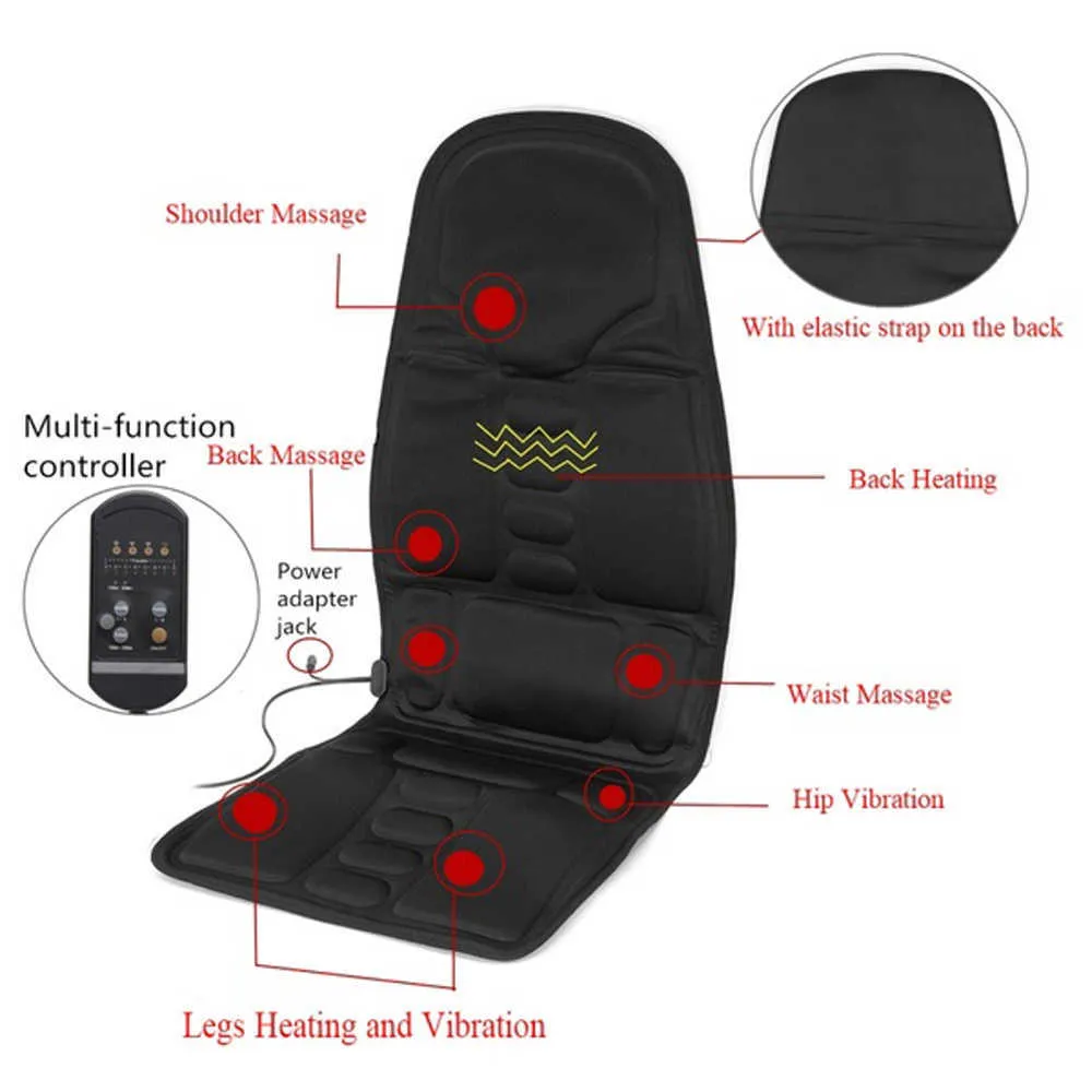 Auto Elektrische Massage Stuhl Pad Heizung Vibrierende Zurück Massage Stuhl Kissen Home Office Lenden Schmerzen Relief Mit Fernbedienungen8758089