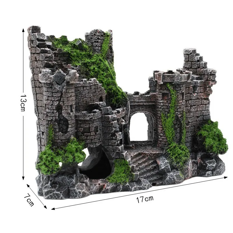 Decoration Big Castle Resin Material Supplies voor Fish Tank Ornamenten Aquarium Accessoires LC