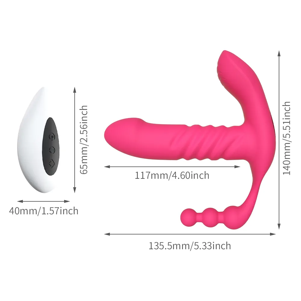 Massage 7-Frequency Telescopic Dildo Vibrator Three Motors Clitoral Massager G-spot Vagina Stimulator Anal Plug Pussy Sex Toy for 275c