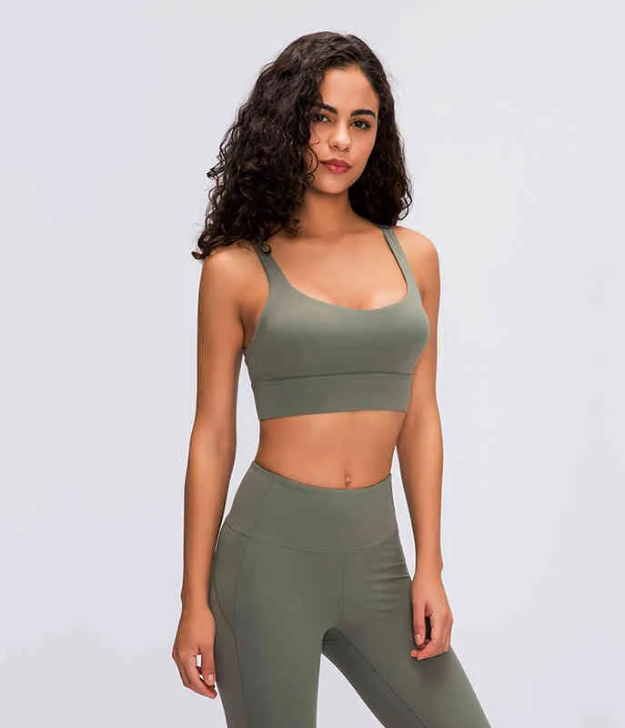 Yoga Bra Naked-feel Fabric Shockproof Vest Sexy tank Top Crop Butter Soft Sports bras High Qualit LL