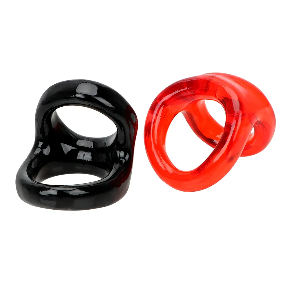 Masaje Anillos para el pene Anillos para el pene Silicona Doble dispositivo de castidad masculina Retraso Eyaculación Juego para adultos Juguetes sexy para hombres Productos elásticos para adultos