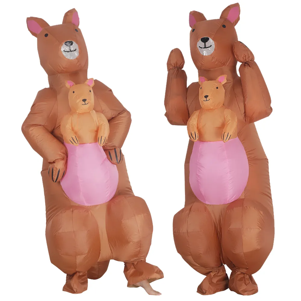 Costume de poupée mascotte adulte dessin animé kangourou de noël Costume gonflable homme femme carnaval robe de soirée drôle jeu de rôle Costumes d'halloween