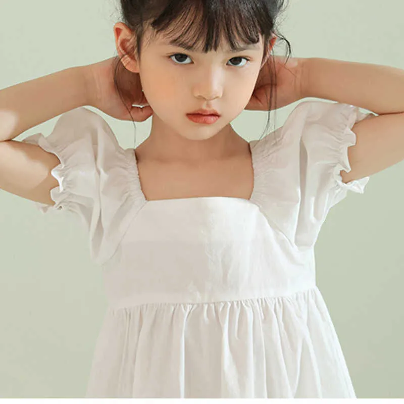 Платье, летняя фиолетовая детская одежда с пышными рукавами, одежда для девочек, детская одежда для маленьких девочек 210528