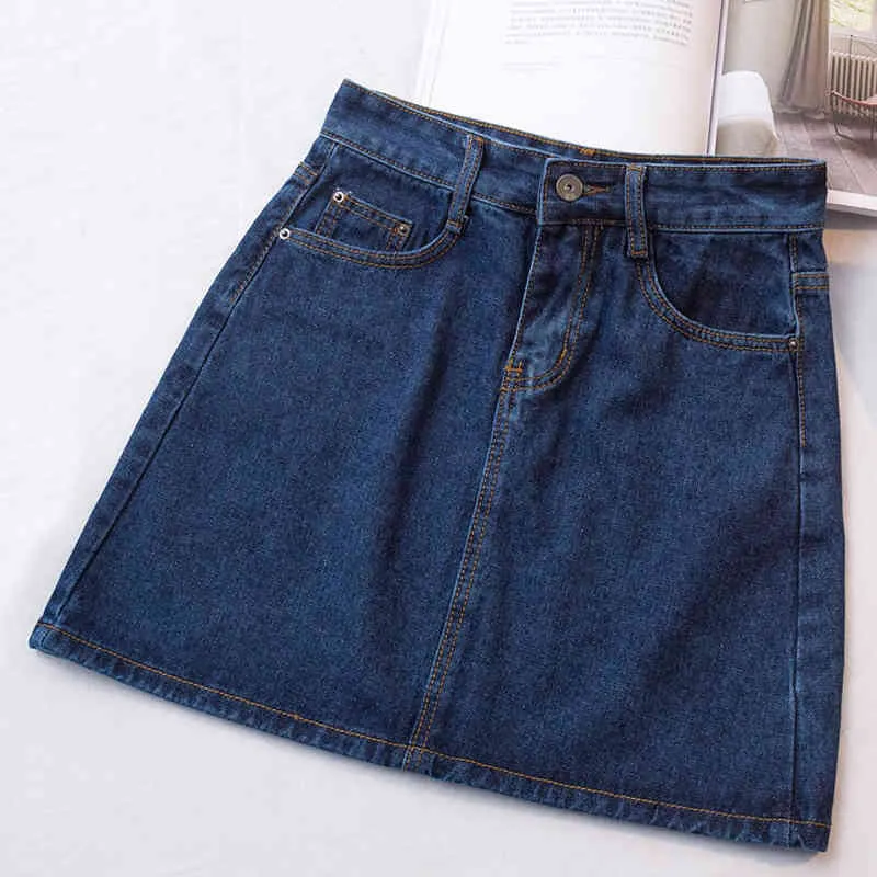 Zoki cintura alta mulheres denim saia sexy moda verão coreano meninas jeans mini saia plus tamanho algodão senhoras saia curta 210412