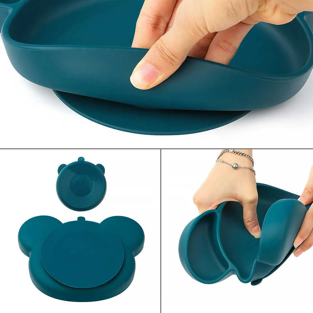 bébé silicone plats à manger bols panda forme alimentation sans BPA vaisselle assiettes de dessin animé enfants dîner bol 211026