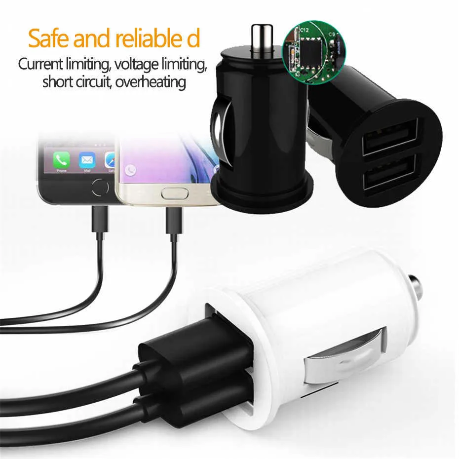 Dual USB Mini Samochód Ładowanie Adapter 2.4A Auto Ładowarka do przełączania tabletu MP3 MP4 iPhone 11 x 8 7 Samsung Xiaomi Huawei Oppo