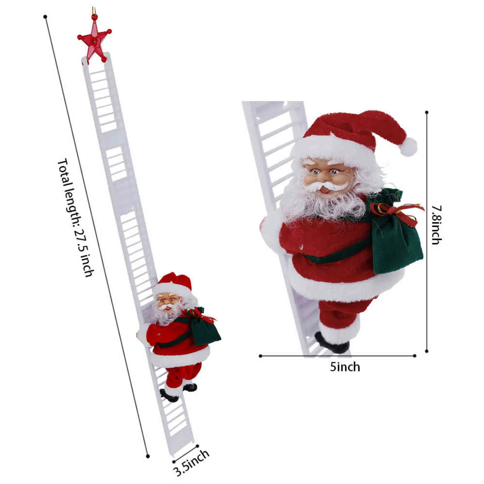 Babbo Natale Scala rampicante Canto elettrico Su e giù Ornamenti di Babbo Natale albero di Natale Decorazione natalizia interni 211104