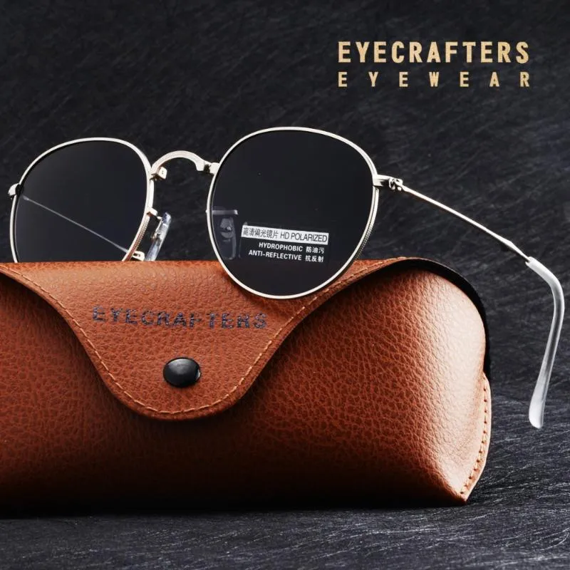 Katlanabilir katlanır güneş gözlüğü hd polarize erkek kadın moda retro vintage küçük oval yuvarlak aynalı kaplama gözlük297r