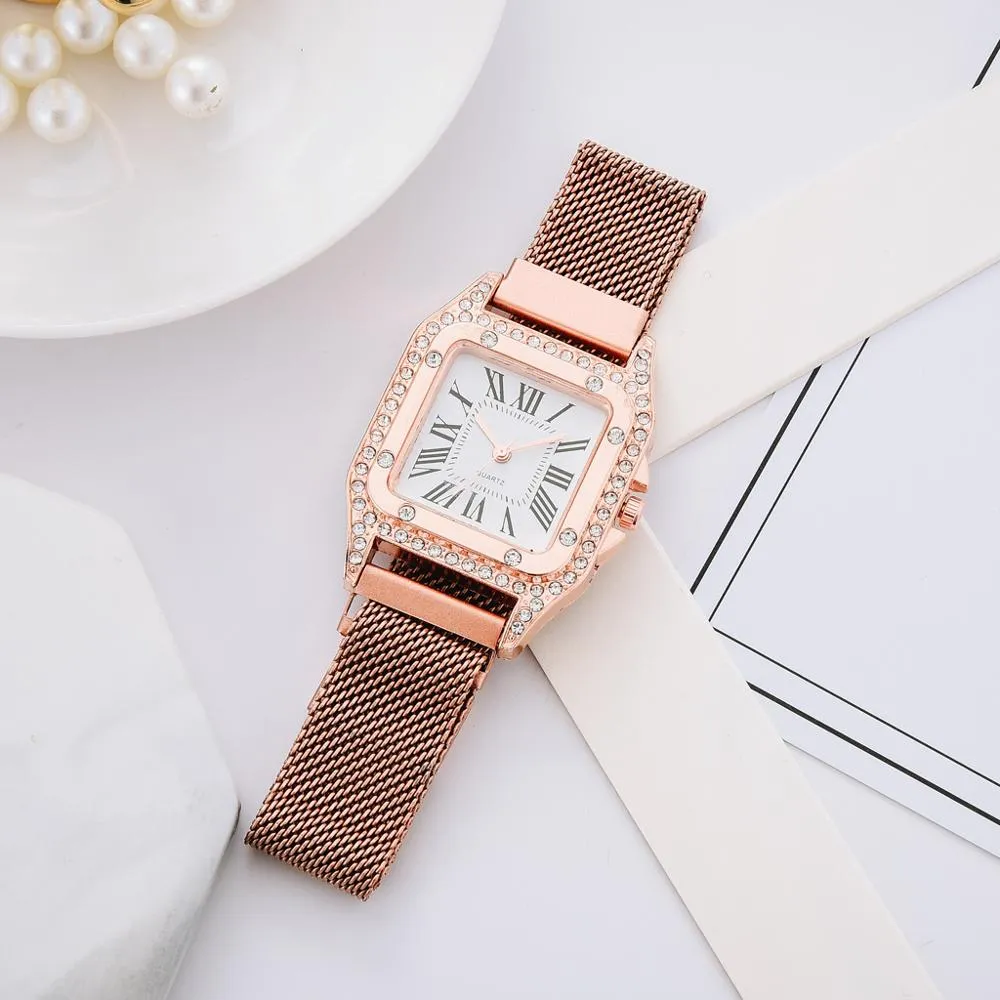 Nuovi orologi da donna orologi da polso quadrati in oro rosa orologi di marca di moda magnetici orologio da donna al quarzo montre femme161u