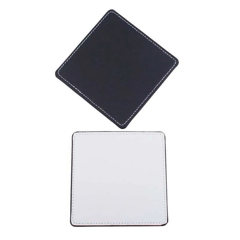 3M Mobile Phone Back Stick Pocket DIY Blank Sublimation Credit Card Slot Money Wallet Coin Bags Heat Transfer White Black Color PU Leather Square Coaster G76ZBA8