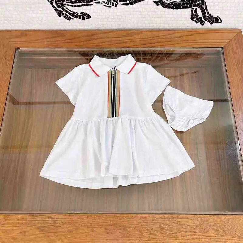 Hochwertige Luxus-Designer-High-End-Kinderkleidung, Baby-Mädchen-Kleid + Höschen, 2022 Sommer, neuer Stil, kurzärmeliges Kleid Y220310