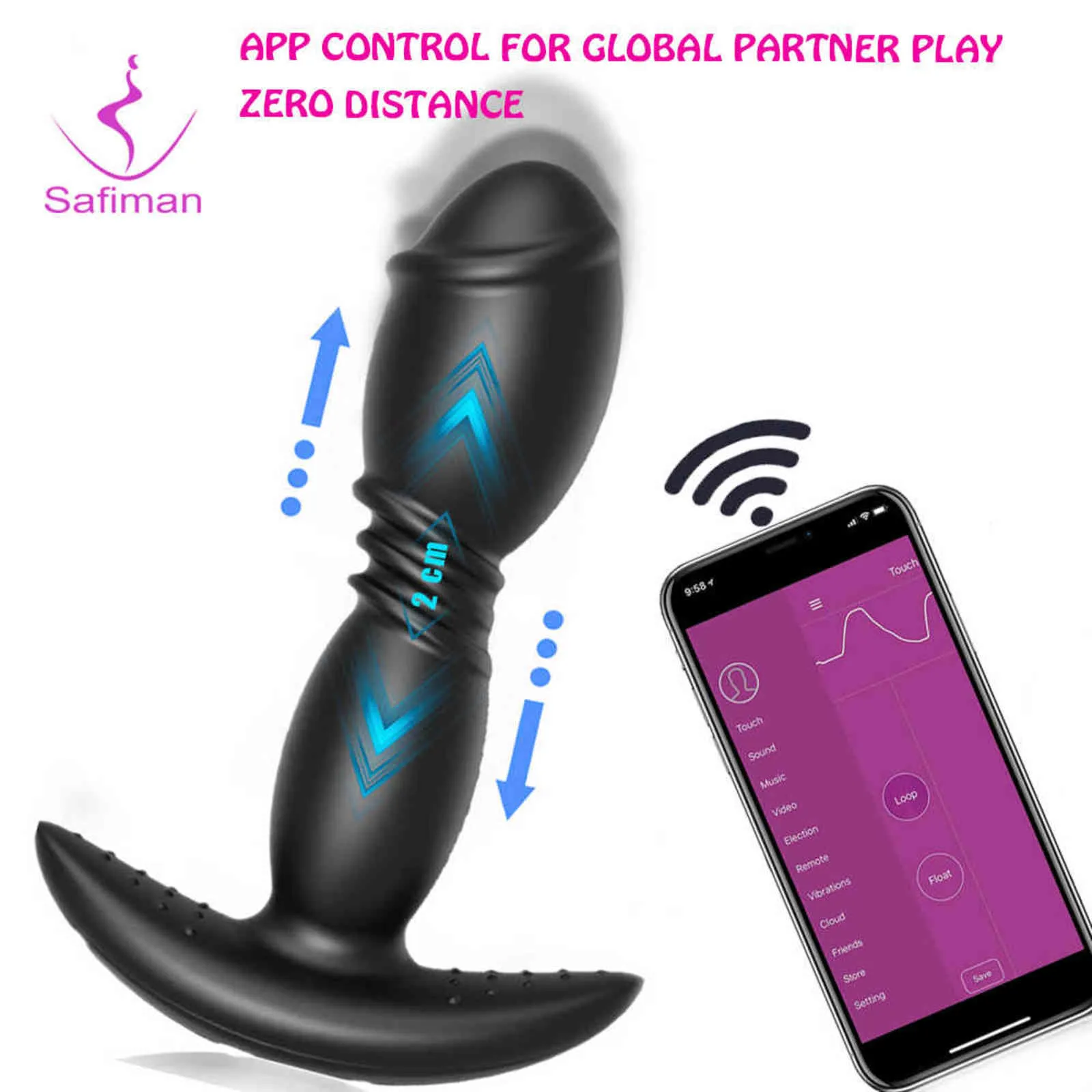 NXY Anale speelgoed Stakvibrator Speeltjes voor vrouwen Orgasme Masturbator APP Afstandsbediening Bluetooth Grote Buttplug Prostaat Erotisch 6591430