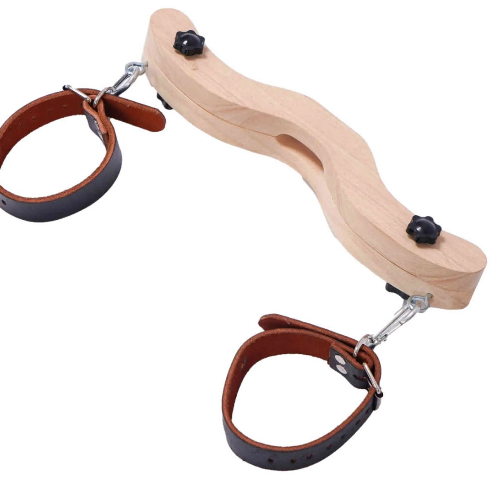 NXY Cockrings Black Wood BDSM Enforcer Humbler Set Cock & Ball Torture with Cuffs Sex Toy for Man Scrotal Fixture CBT Stretcher Smasher 1124