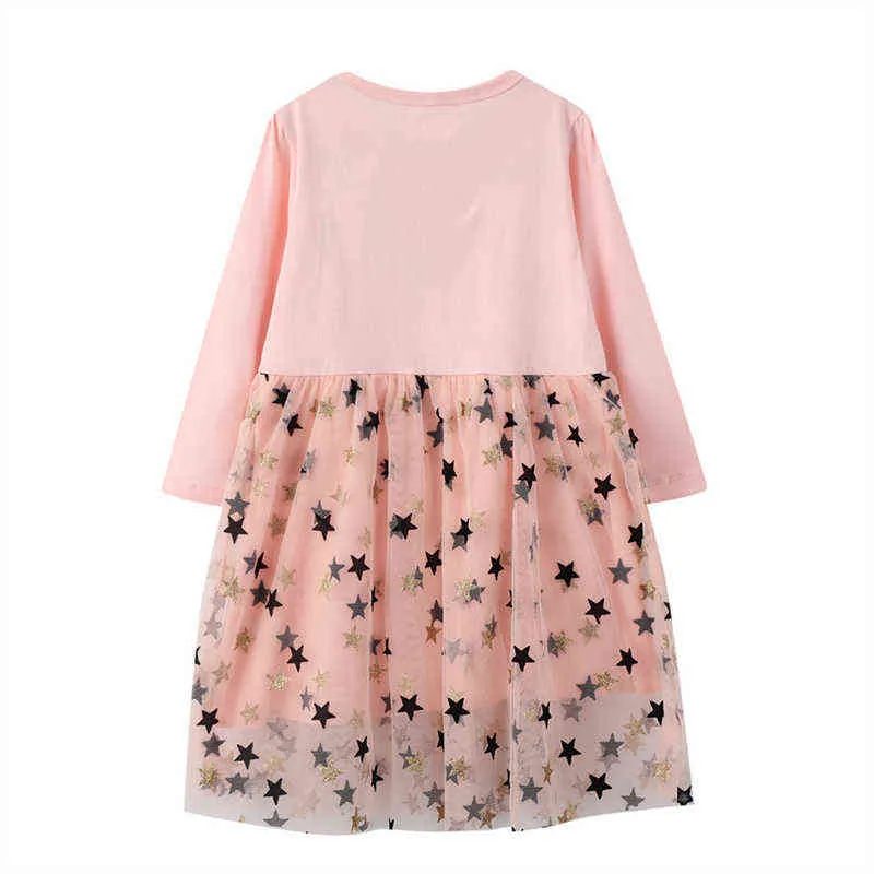 Bambini Autunno Inverno Abiti ragazze Star Paillettes Abito da principessa Manica lunga Abiti da festa Abbigliamento bambini 211231