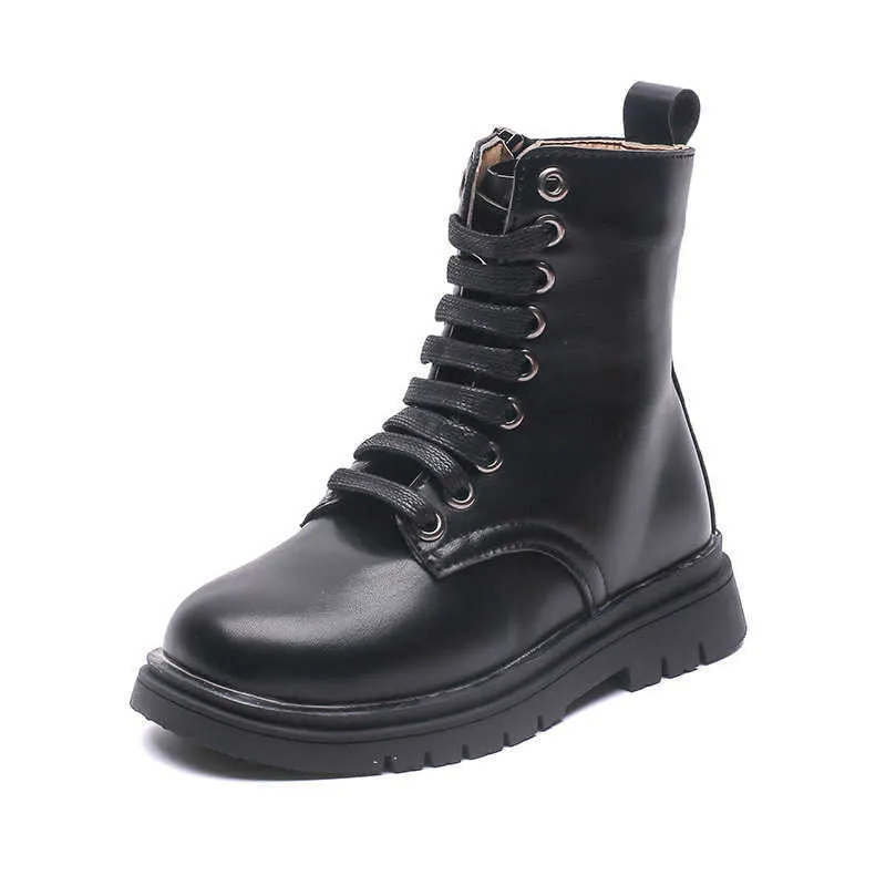 Nya vinter Chelsea Rain Boots för Big Kids Girl Waterproof Pu Leather Martin Boots Fashion Zipper Children High Top Rubber Boots H3101926