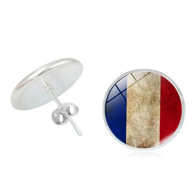 2019nouvelle fille romantique Allemagne Canada Royaume-Uni Ecosse France Angleterre drapeau américain temps verre boucles d'oreilles convexes dames bijoux Q0709