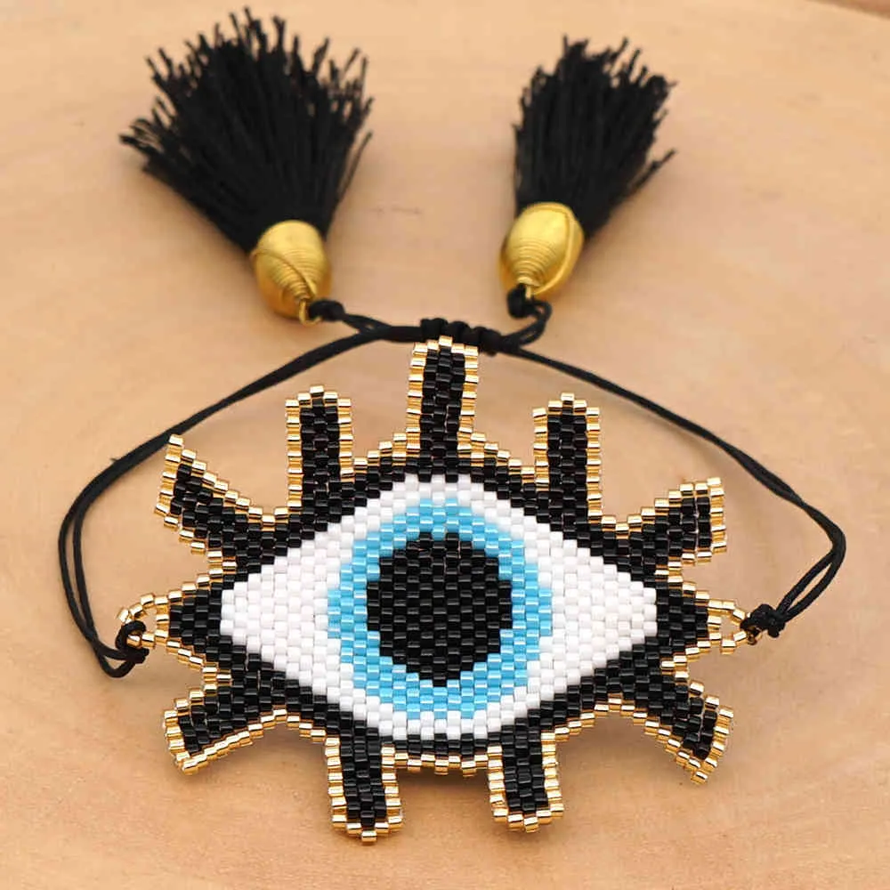 GO2BOHO Tureckie Zły Eye Bransoletki Meksykańska Bransoletka Charm dla Kobiet Palenia Miyuki Unikalne Pulseras Mujer 2020 Robić biżuterię