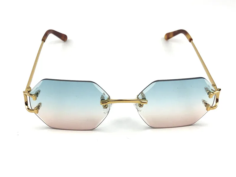 Sunglasses new retro Piccadilly irregular crystal cut lens eyewear 0118 frameless fashion avant-garde design uv400 light-colored d256Q
