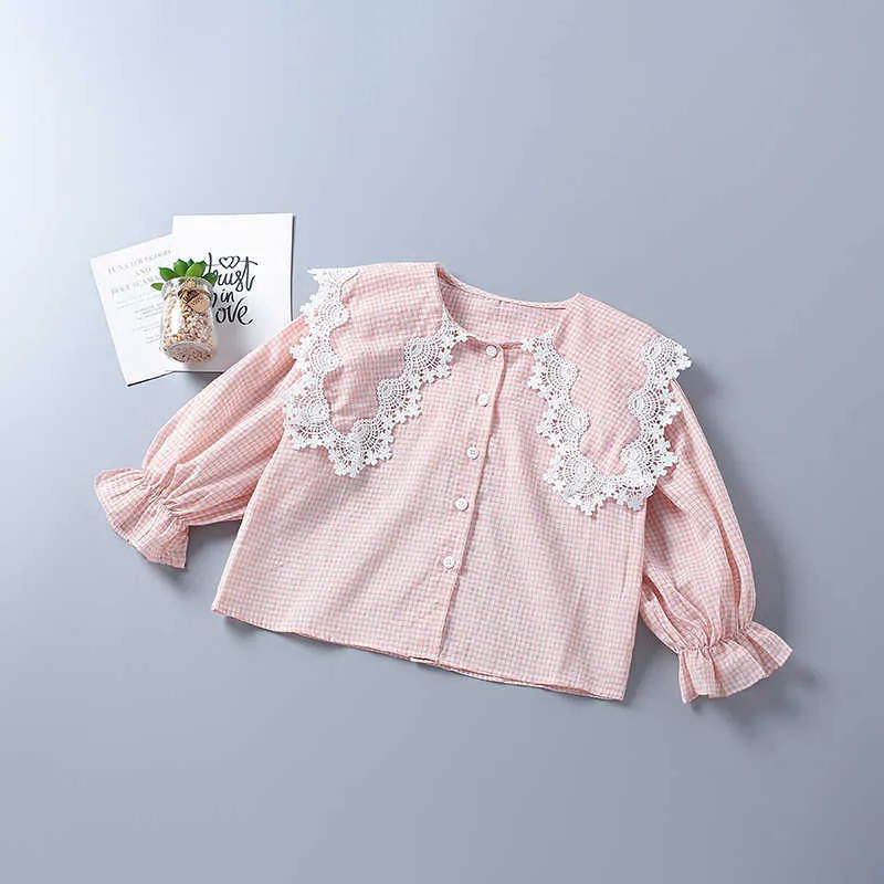 Conjunto de ropa de niña de 2 a 7 años de alta calidad, moda de otoño, camisa a cuadros rosa amarilla + pantalón de mezclilla, ropa para niños 210615