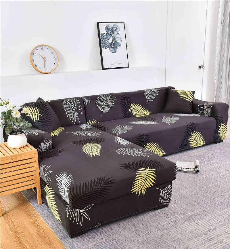 Tampas de sofá elásticas impressas para sala de estar canto de canto l em forma de chaise longupe slipcover 211116