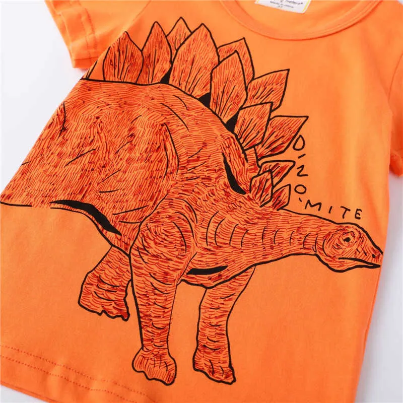 Springende meter aankomst jongens t-shirts met dinosaurussen print dieren print kinderen zomer kleding 210529