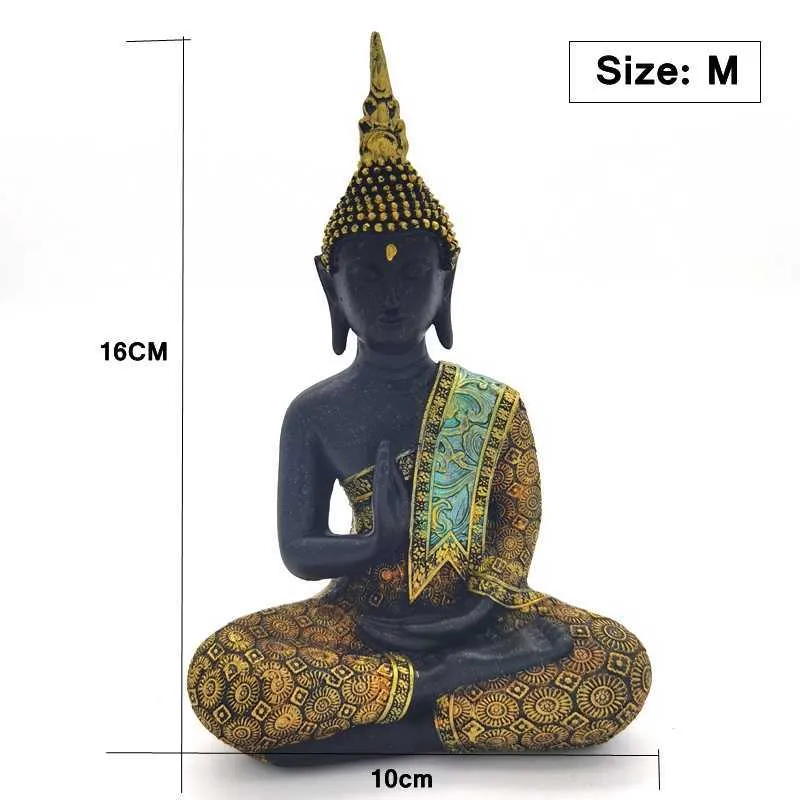 Buddha-Statue, 16 cm, 20 cm, Thailand-Skulptur, grünes Harz, handgefertigt, Buddhismus, Hindu-Figur, Meditation, Heimdekoration, 210827