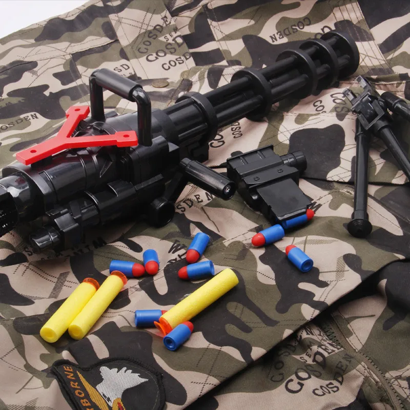 Gatling – pistolet jouet à tir souple continu, modèle de figurine, Machine à balles en caoutchouc pour jeu de tir CS, jouets pour enfants