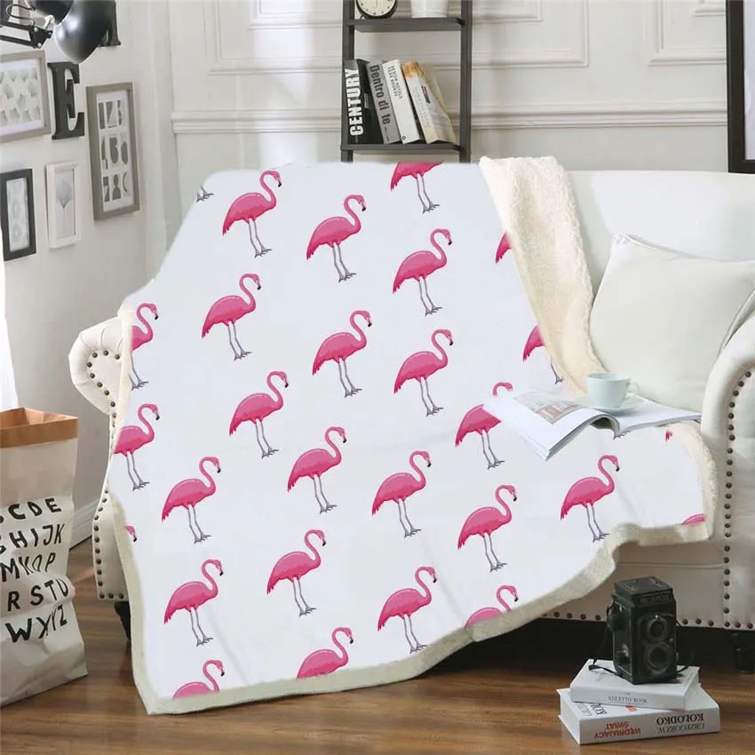 Foglie Flamingo Coperta di fiori Super Soft Spessa Moderna Condizionatore d'aria Coperte Copriletto Lenzuolo Copridivano 150x200cm Cobertor