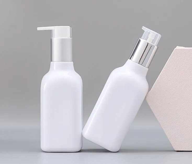 200ml biały kwadrat pompa kosmetyczna butelka pusty szampon balsam zbiornik zbiornikowy żel plastikowy butelka opakowań