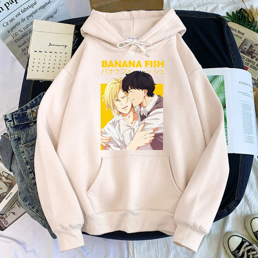 Anime Banana Fish Ash Lynx À Capuche Hommes Lâche Vintage Sweat Hip Hop Streetwear Pull Pour Hommes Chaud Lâche Survêtement Mâle Y0804