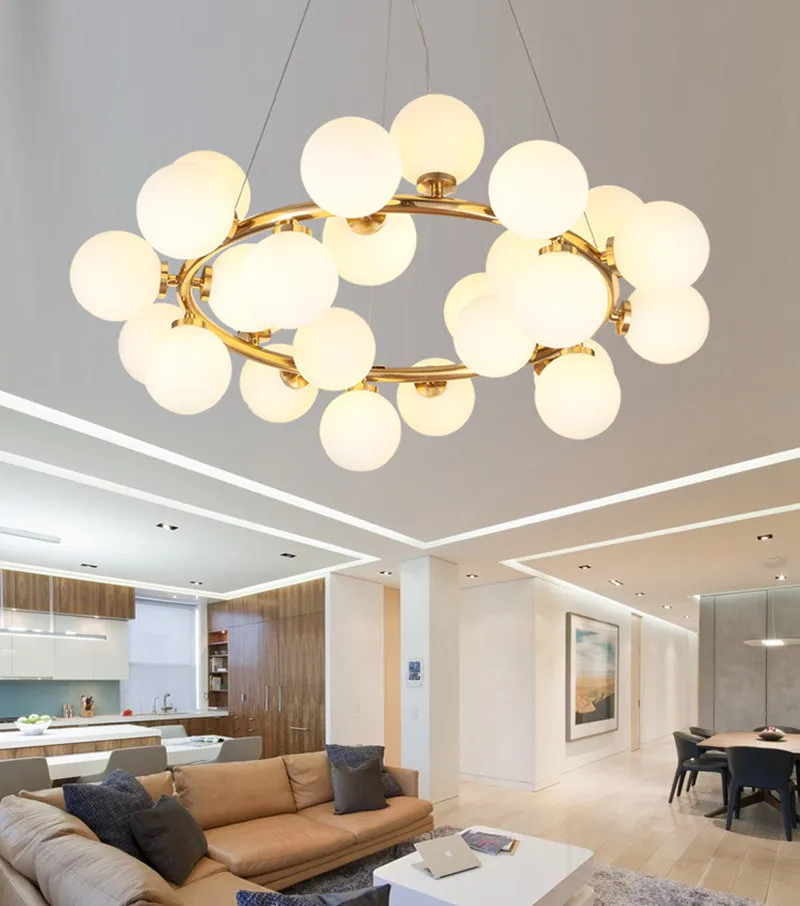 Modern Gold 25 15 45heads Magic Bean Glass G4 Pendant Lamp DNA Molecular Glass Ball Glass Pendant Light294w