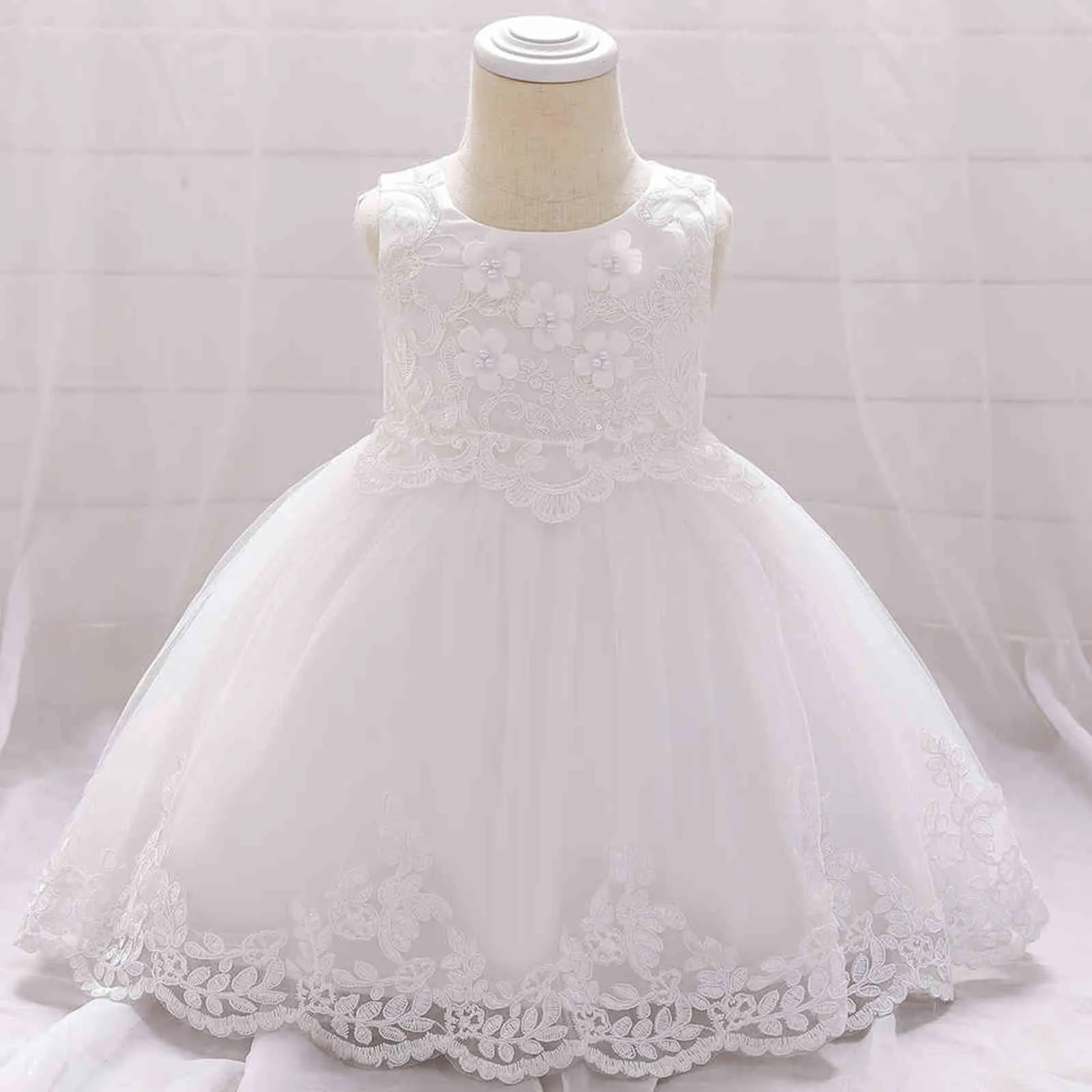 2021 bébé fille robes d'été applique dentelle robe infantile bébé fille princesse robe enfant en bas âge fête d'anniversaire robe de mariée vêtements G1129