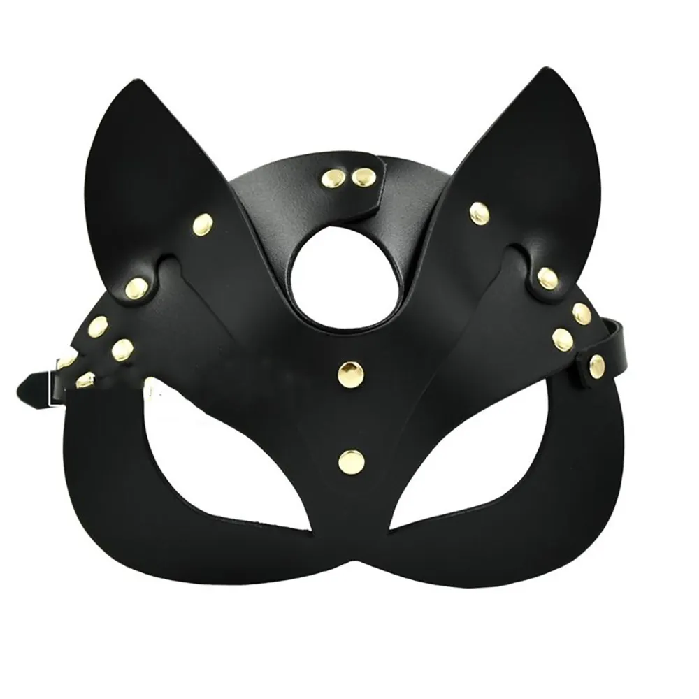 Bcyqz Handmade Punk Party Cat Mask Gothic Skórzany Pasek Regulowany Masquerade Sexy Dla Kobiet