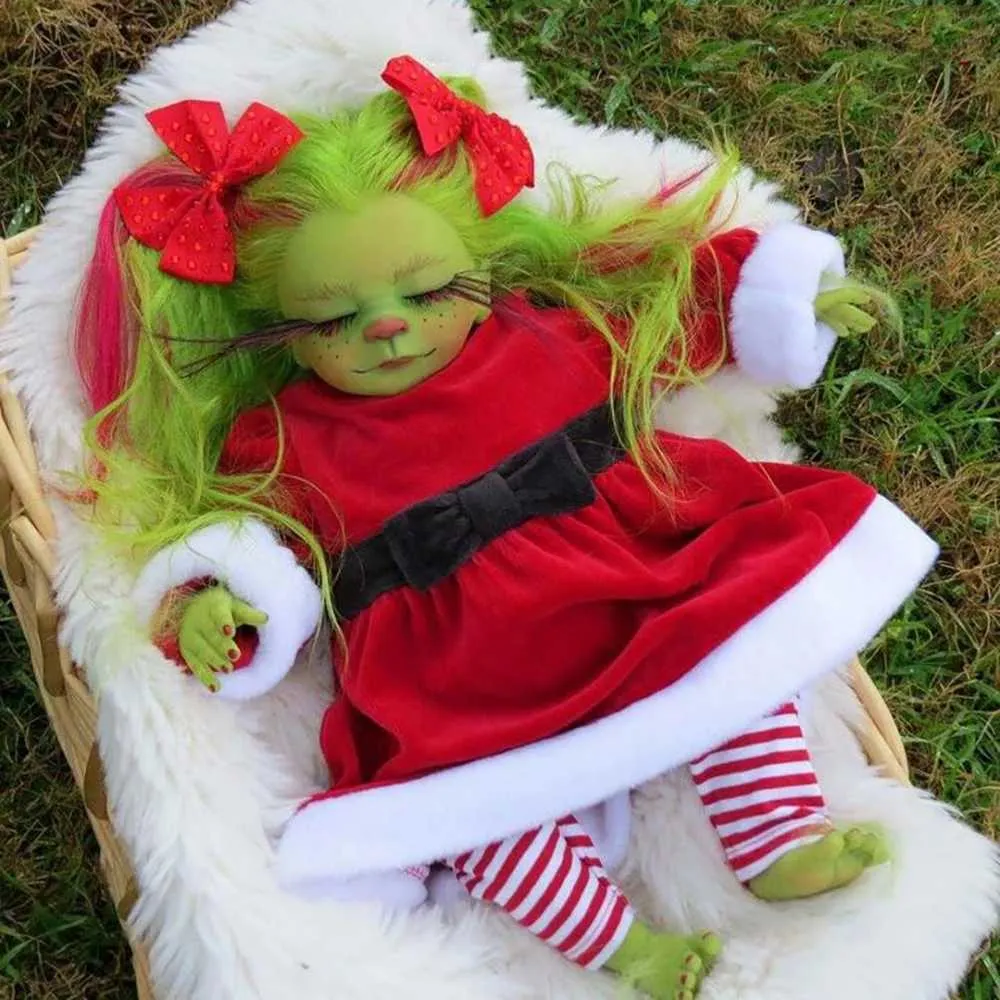 Reborn Baby Grinch Spielzeug Realistische Cartoon Puppe Weihnachten Simualtion Puppe Kinder Halloween Geschenke Gefüllte Psh Kid Spielzeug Dropshippin H13024539