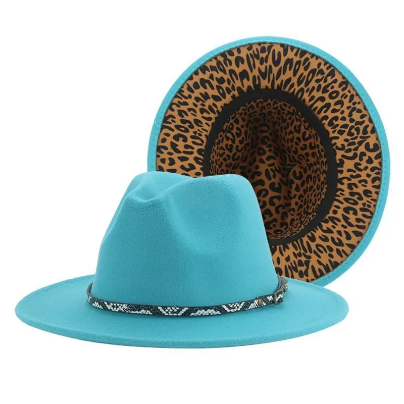 Chapeaux à large bord pour femmes Fedoras femmes chapeau léopard Patchwork Panama Jazz casquettes hommes Vintage décontracté mariage Sombreros De Mujer