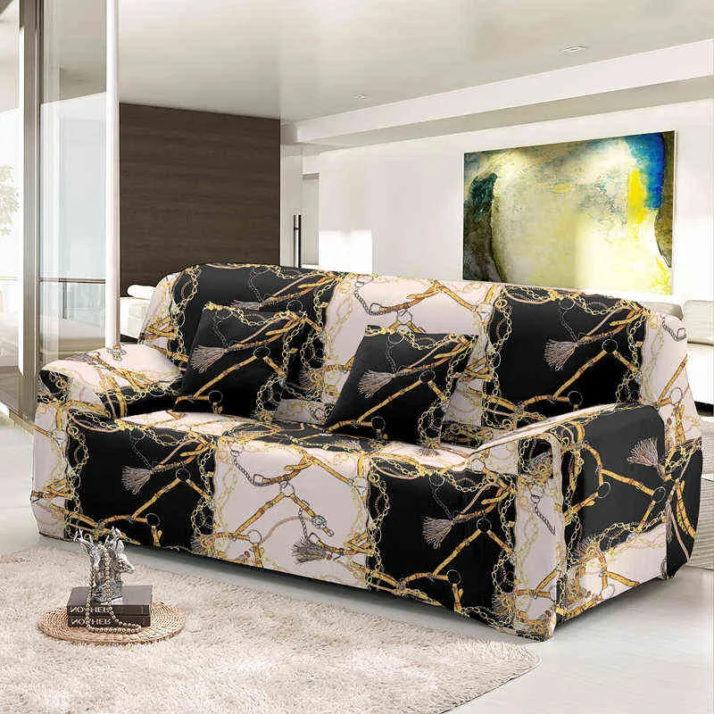 Couverture de canapé en forme de L géométrique de mode pour le salon 1/2/3/4 places taille universelle housse de housse élastique taies d'oreiller disponibles 211207