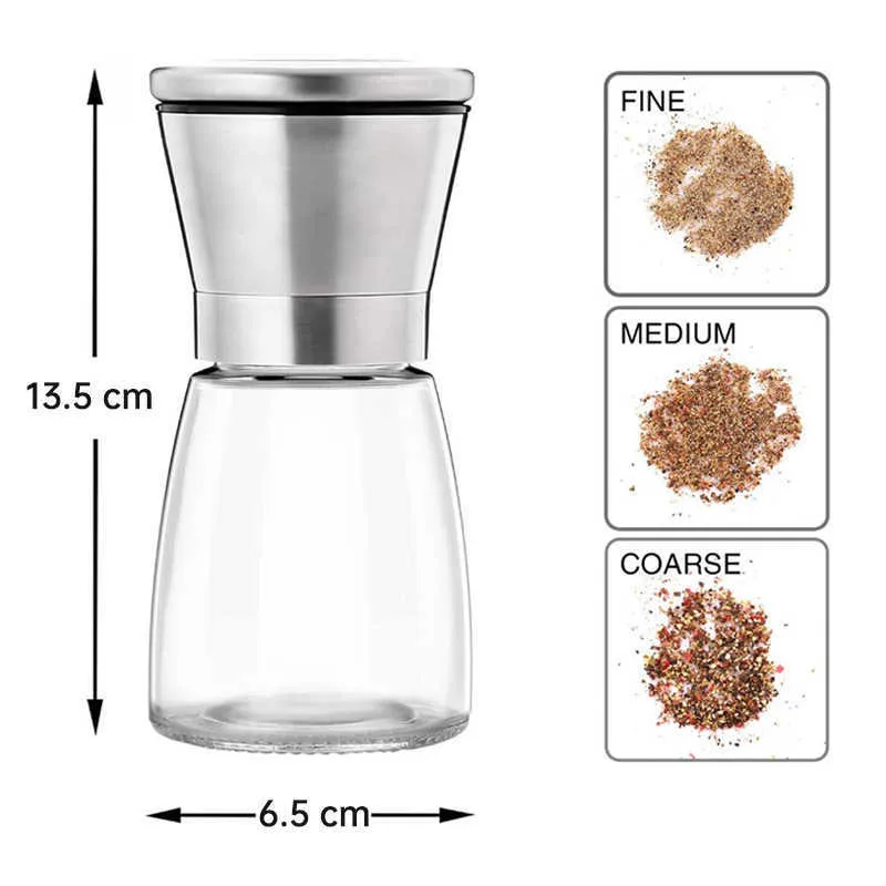 Pepper Grinder or Salt Shaker for Professional Chef Spice Mill with Brushed Stainless Steel Ceramic Blades and Adjustable 210712