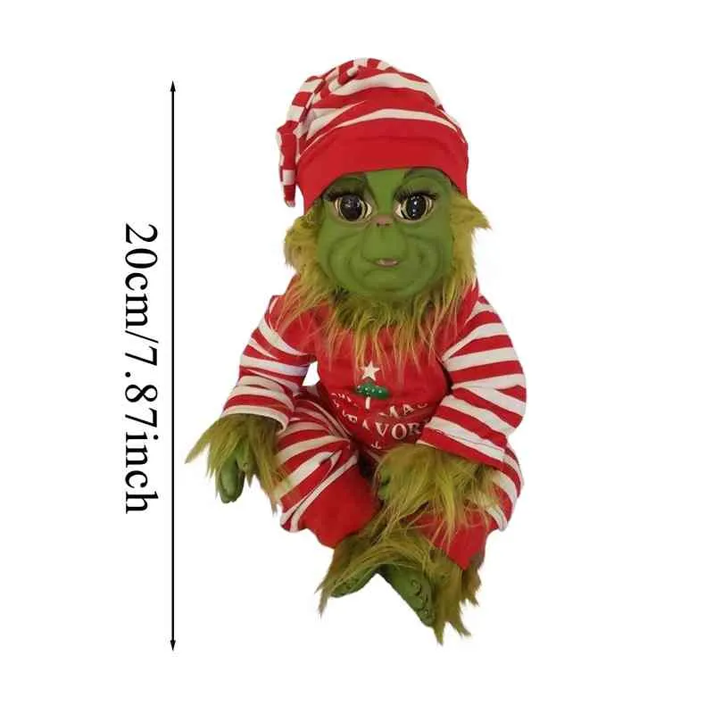 Lalka urocze Boże Narodzenie 20 cm Grinch Pluszowa zabawka dla dzieci Dekoracja domu na świątecznych prezentach Navidad Decor236h