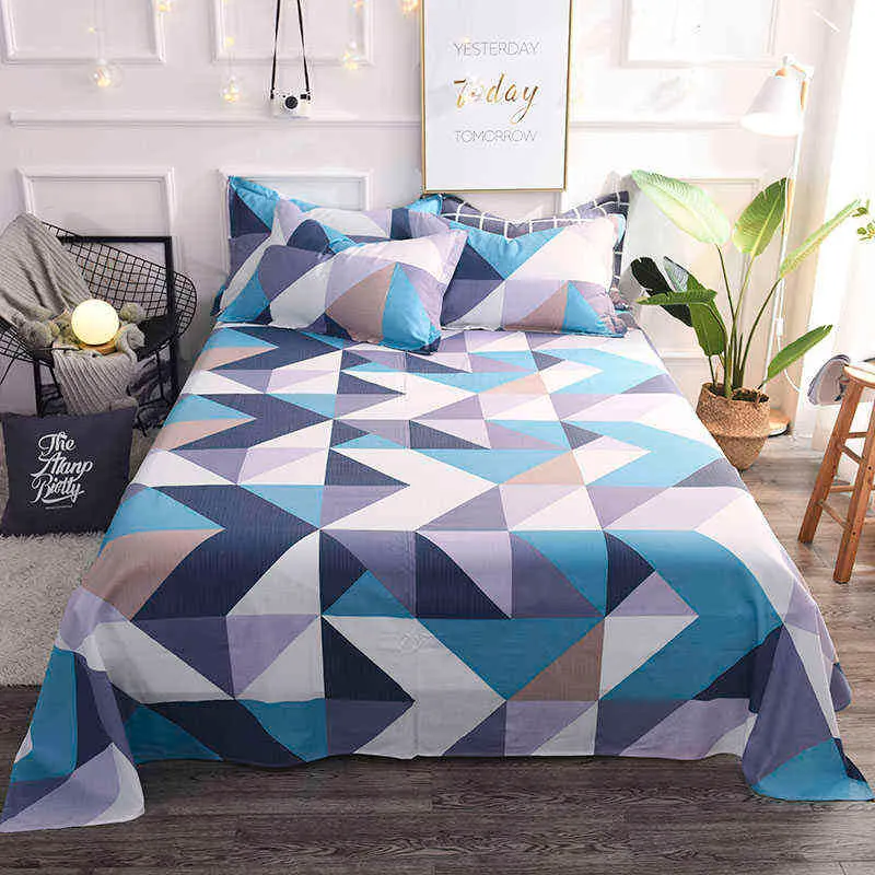 ملونة توأم ملونة مسطحة الحجم كينغ جميلة هندسية السرير السرير خطوط شبكات متعددة الألوان L 2111104546859