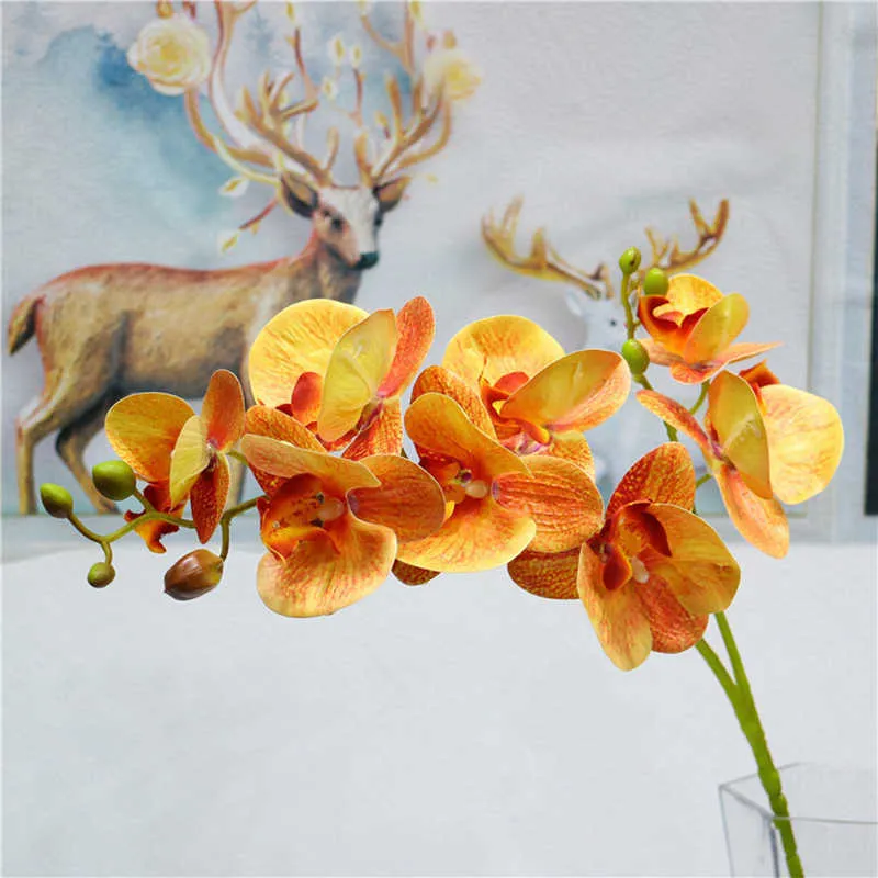 2 Fourchette 3D6 Tête Sentir Réel Phalaenopsis Orchidée Simulation Fleur Décoration De Mariage Fête De Noël Décoration De La Maison Y0630