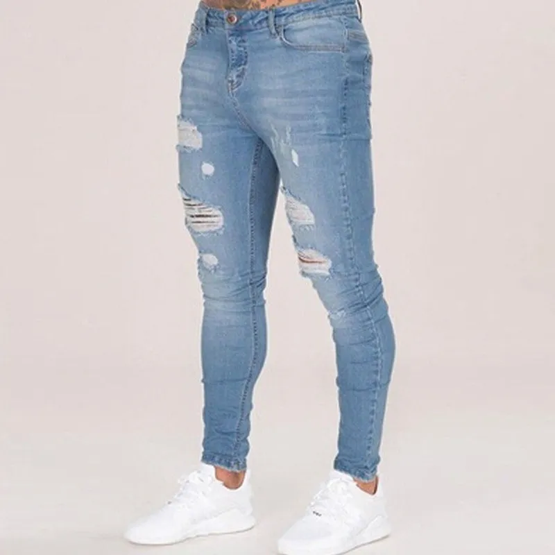 Jean Byxor Streetwear Hipster Summer Mens Street Style Ripped Jeans Casual Denim Zipper Trouser Men Höst Fashion Slim