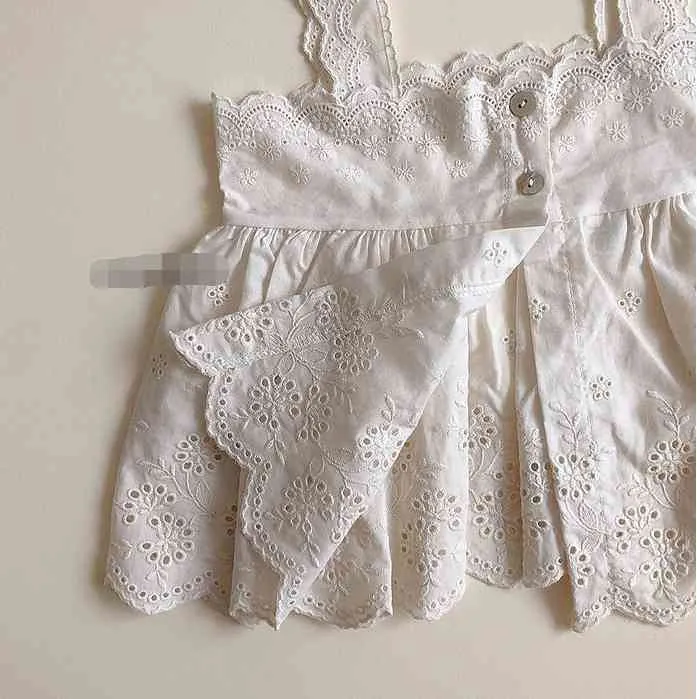 Princesa pequena bonitinha roupas moda baby meninas manga longa floral bodysuit bebês bordados sem mangas tops 0-2Y 210508